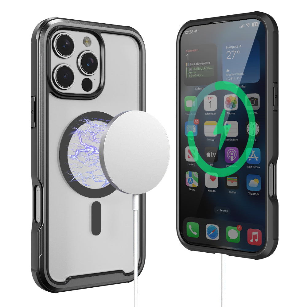 PULSE Aluminium Rugged Magsafe Case for iPhone 16-Matt Black