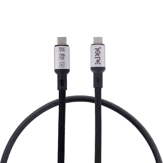 Tekne 240W USB4 Braided Cable | Ultra-Fast Charging & 20Gbps Data Transfer | Durable 2m Cable - Black 